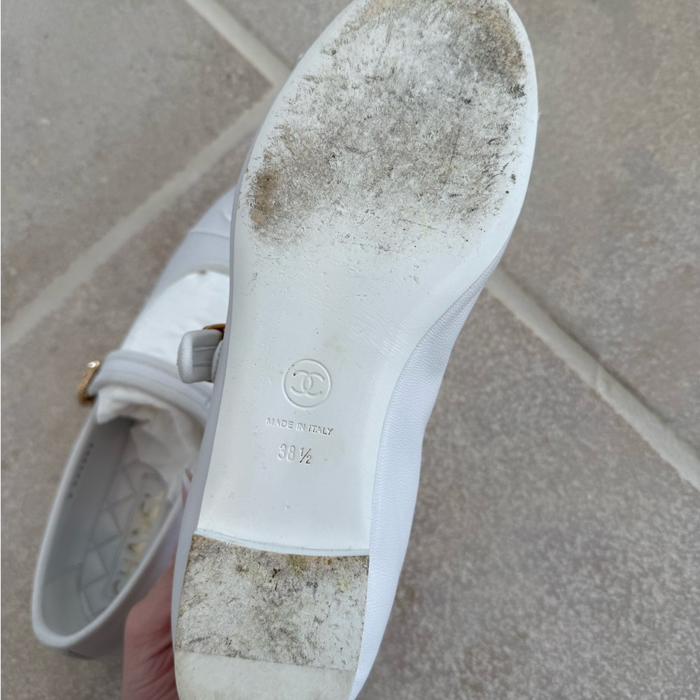 Chanel white Maryjane flats 38.5 - Picture 6 of 7